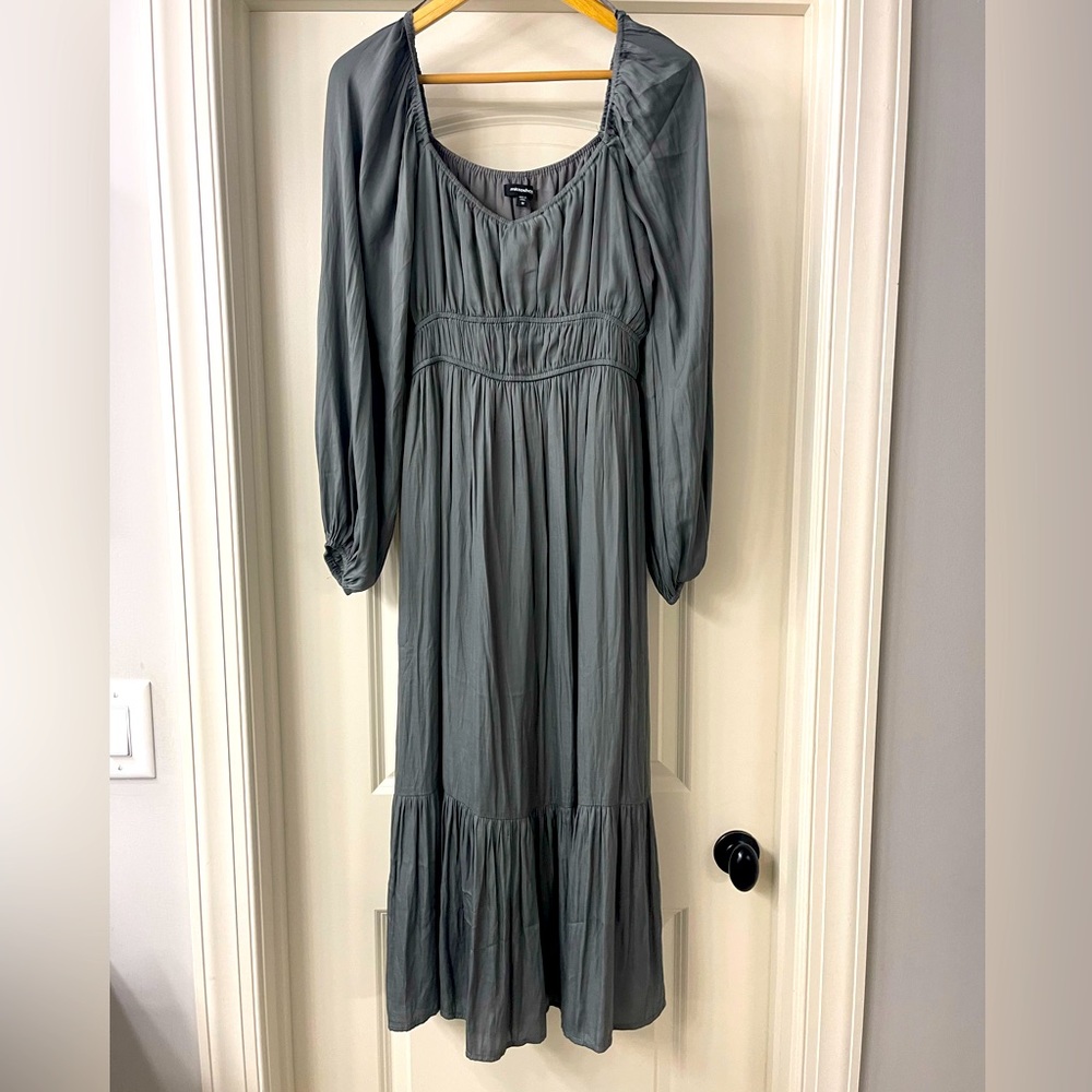 Long Sleeve Midi Dress (Sage Green) - size Medium